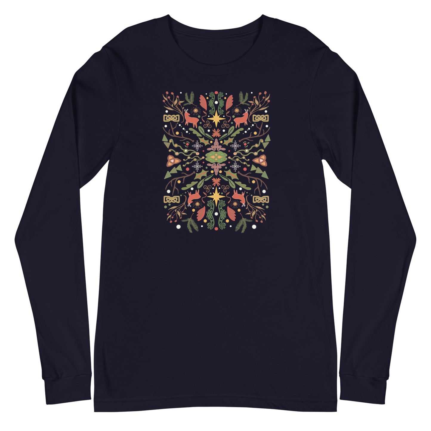 Celtic Christmas Folk Art Long Sleeve Tee