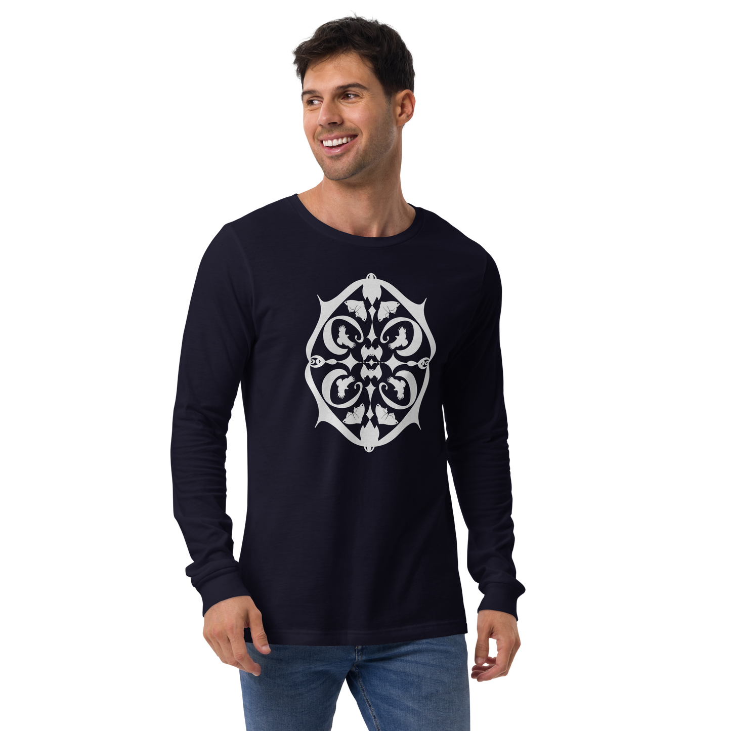 Bats, Ravens & Moths Folk Art   Unisex Long Sleeve Tee