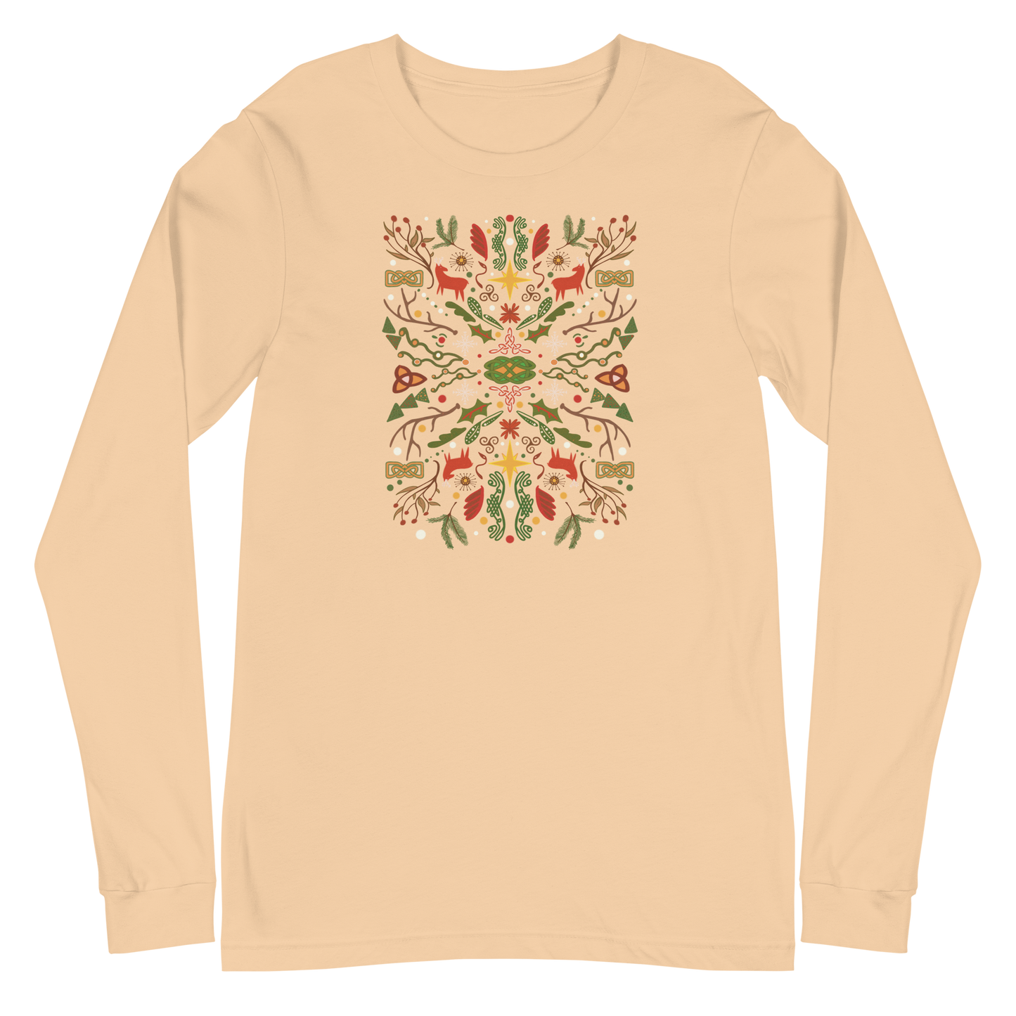 Celtic Christmas Folk Art Long Sleeve Tee