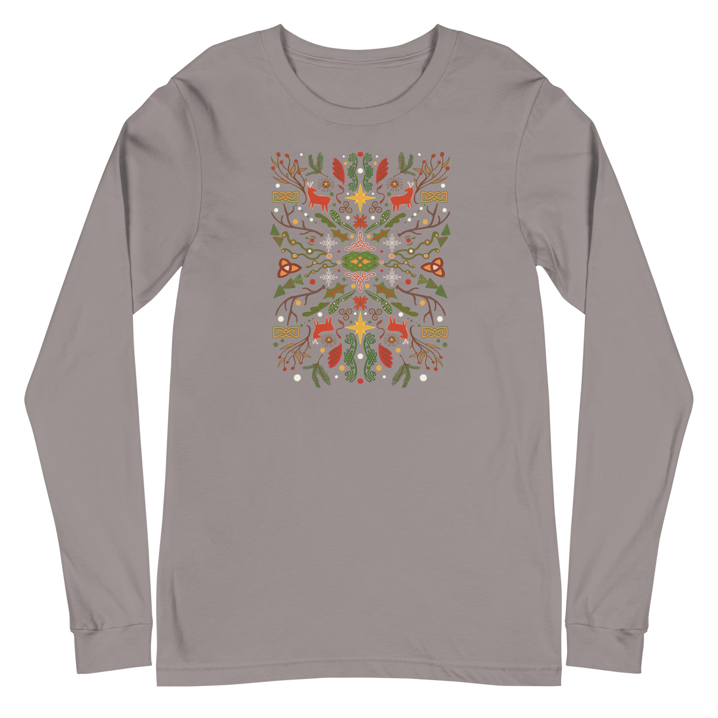 Celtic Christmas Folk Art Long Sleeve Tee