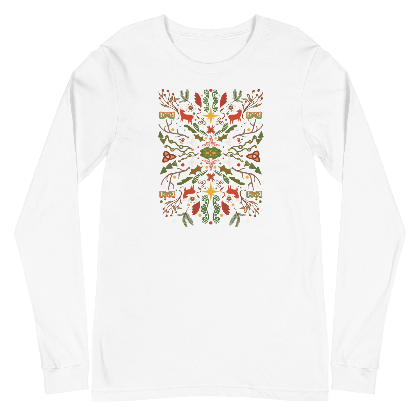 Keltisches Weihnachts-Volkskunst-Langarm-T-Shirt