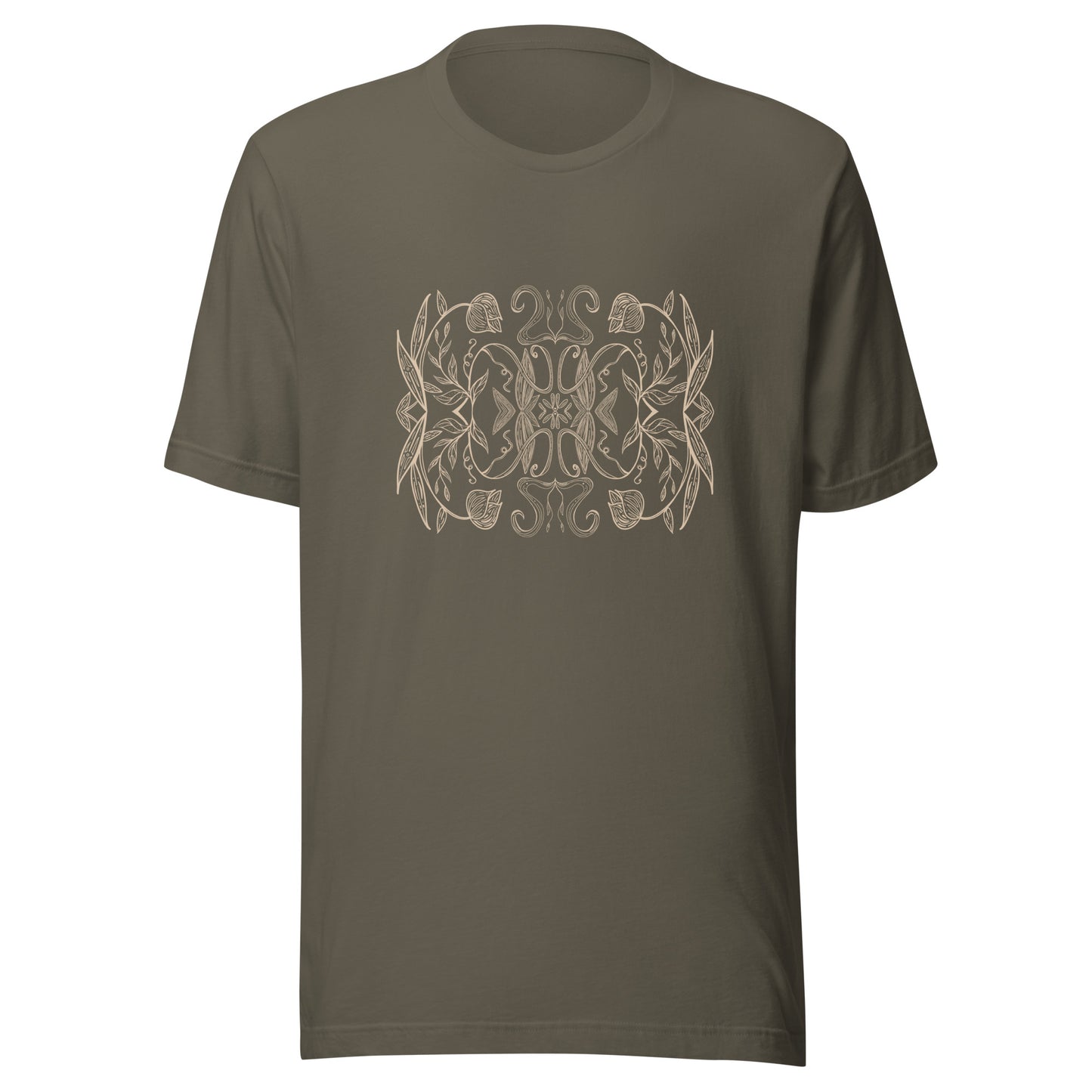 Tulip Garden Linocut Unisex T-shirt