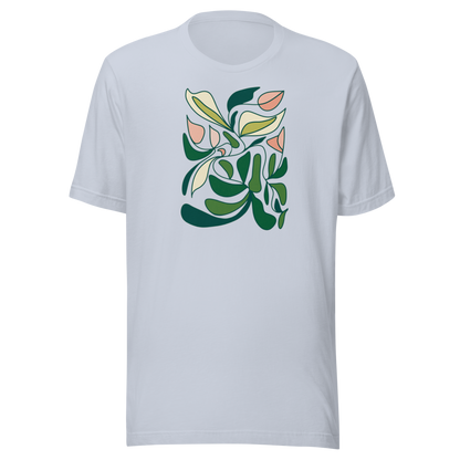 T-Shirt mit Lilien- und Tulpen-Print