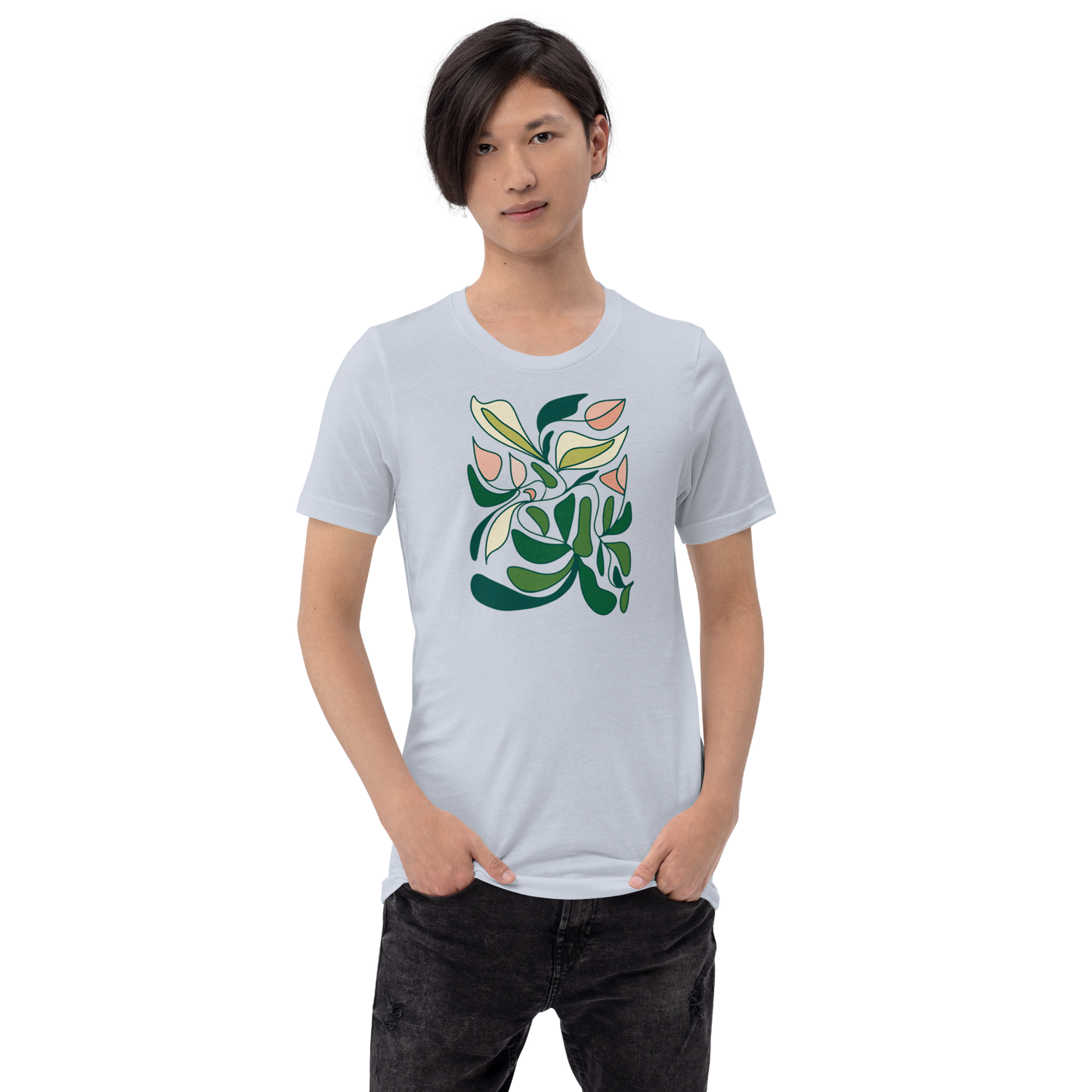 T-Shirt mit Lilien- und Tulpen-Print