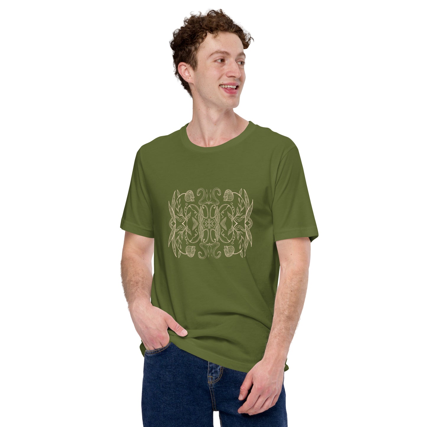 Tulip Garden Linocut Unisex T-shirt