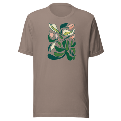 T-Shirt mit Lilien- und Tulpen-Print