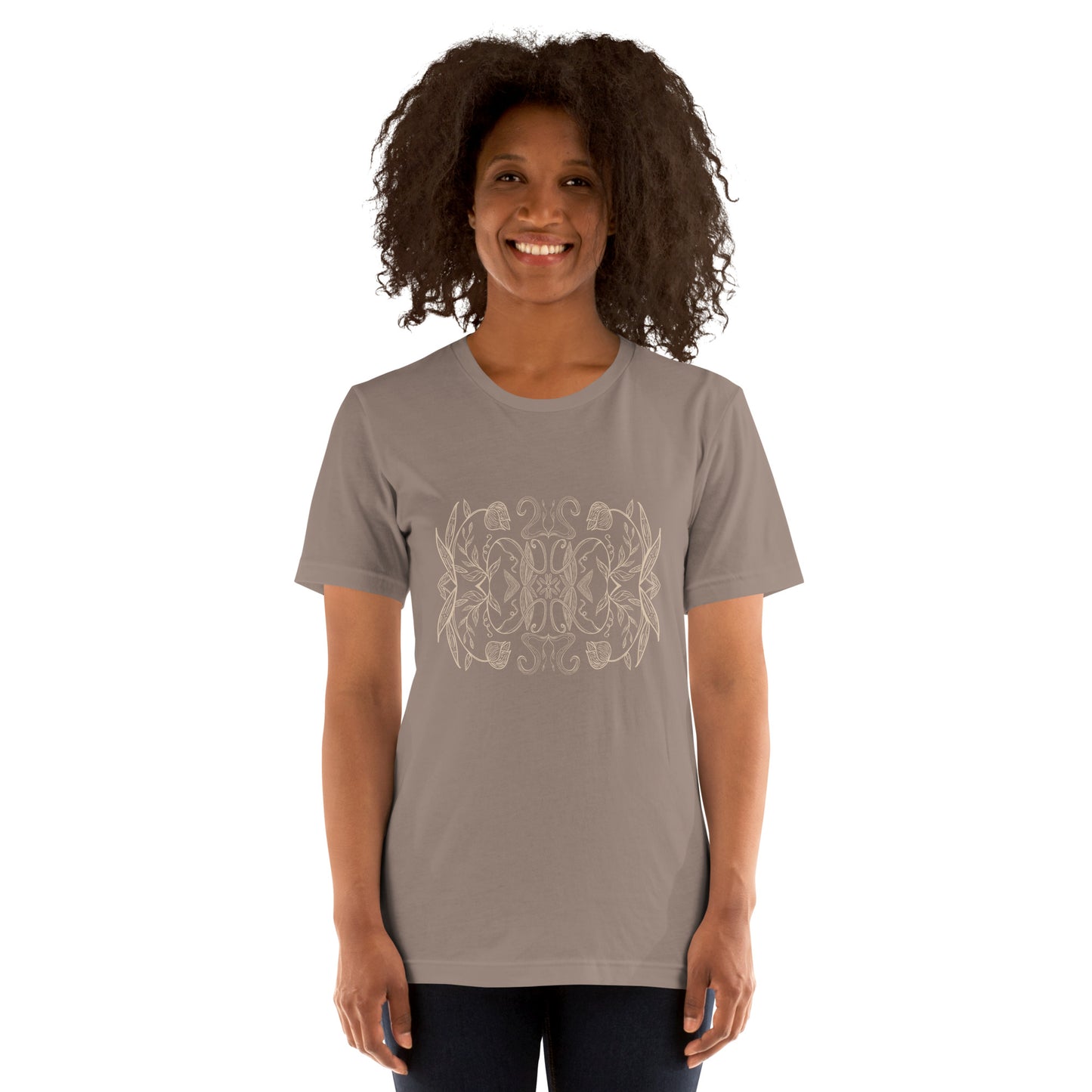 Tulip Garden Linocut Unisex T-shirt