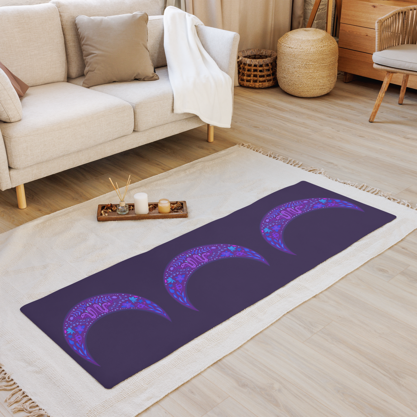 Serpent Moon Folk Art Yoga Mat